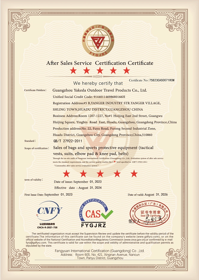 Certificato di certificazione del servizio post vendita