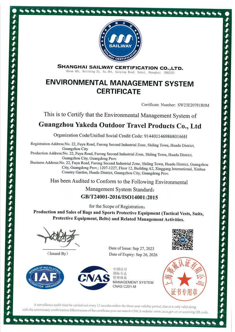 Certificato del sistema di gestione ambientale